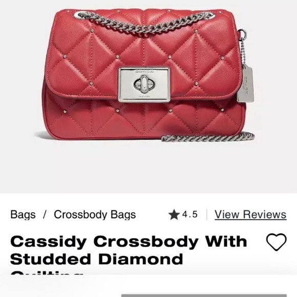Coach Cassidy Crossbody Bag with Studded Diamond Quilting Red - Picture 2 of 15